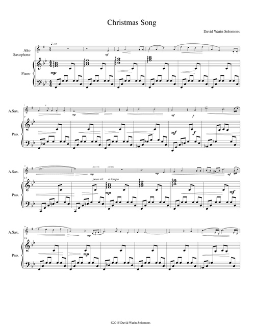 Christmas Song for alto saxophone and piano - David Warin Solomons (Instrumental Duet)