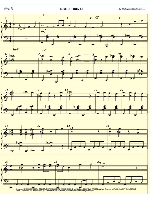 Blue Christmas (Arr. Doug Abbott) - Browns (Piano-Vocal-Guitar (Piano Accompaniment))