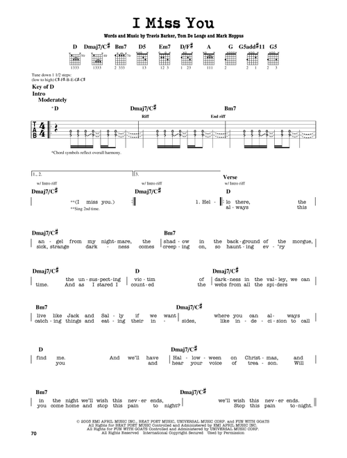 I Miss You - Blink-182 (Guitar Lead Sheet)