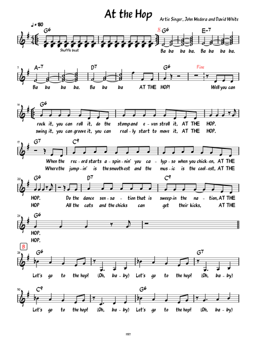At the Hop (Lead sheet with lyrics and accompaniment )