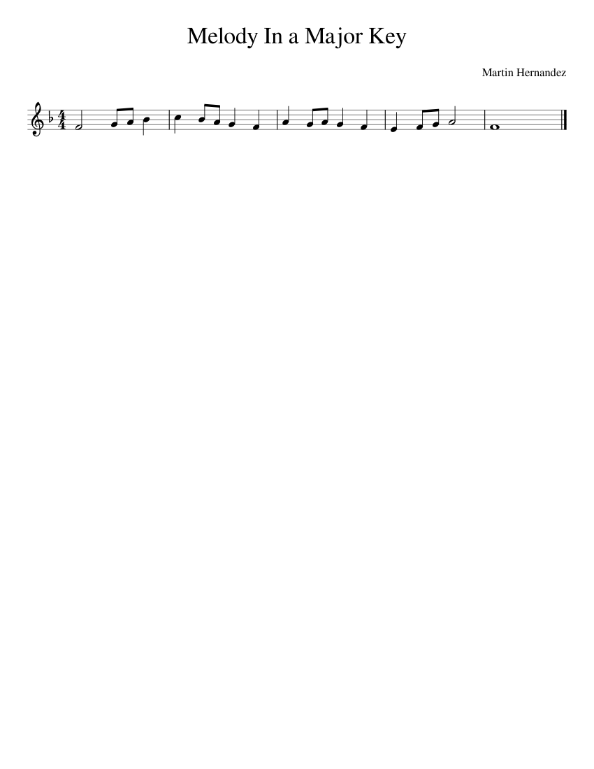 Melody In a Major Key Sheet music for Piano (Solo) Easy | Musescore.com