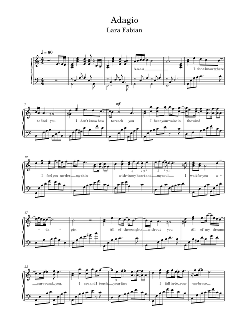 Adagio – Lara Fabian - english lyrics