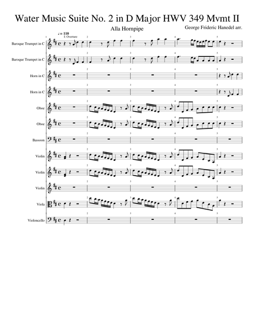 Handel: Water Music Suite No. 2 HWV 349 (Original instrumentation)