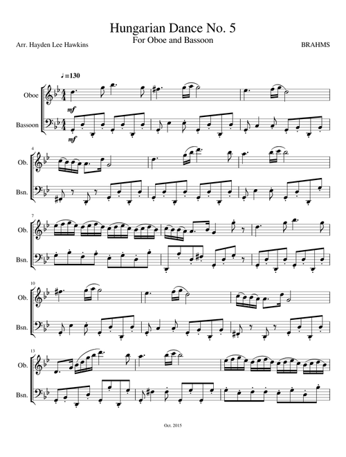 Hungarian Dance No. 5 - Oboe and Bassoon Duet