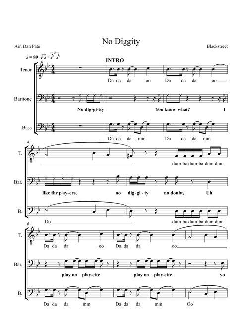 No Diggity (Arr. Daniel Pate) - Blackstreet (Choral, TTB)