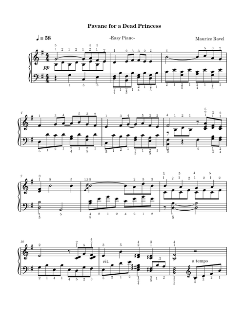 Maurice Ravel - Pavane for a Dead Princess -Easy Piano-