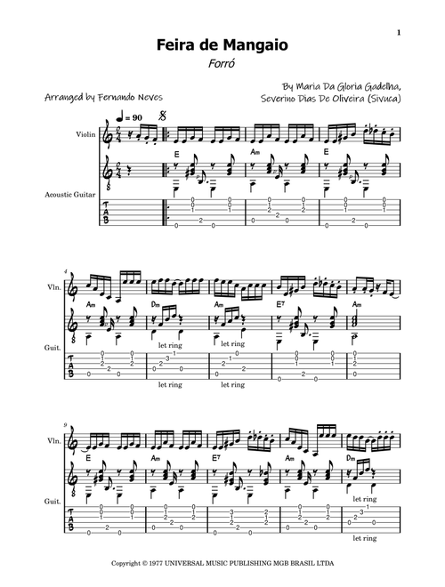 Feira De Mangaio (Arr. FERNANDO LUIZ NEVES) - Severino Dias De Oliveira, Maria Da Gloria Gadelha (Violin Solo)