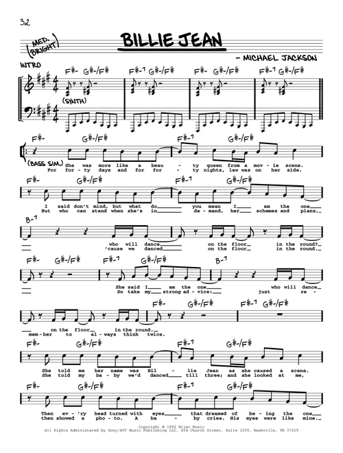 Billie Jean - Michael Jackson (Real Book - Melody-Chords-Lyrics)