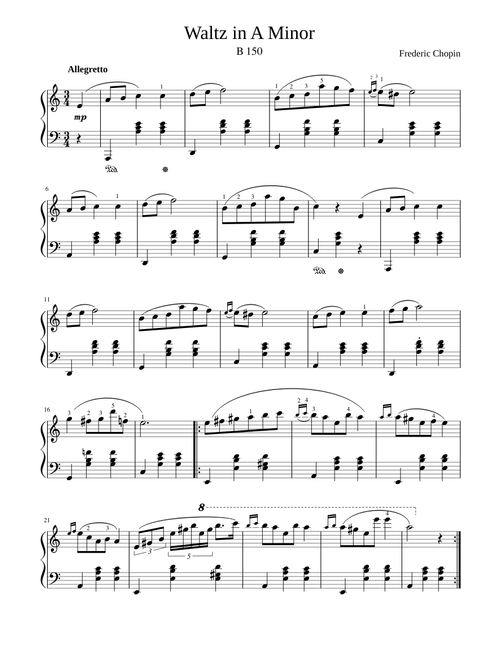 Waltz in A Minor(Chopin) sheet music arranged by DimitrisG1 for Solo