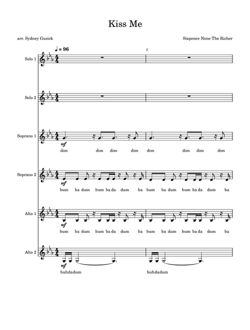 Kiss Me (Arr. Sydney Gusick) - Sixpence None The Richer (Choral, SSAA)