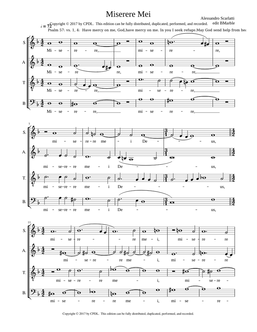 Miserere mei Deus Alessandro Scarlatti Sheet music for Soprano, Alto