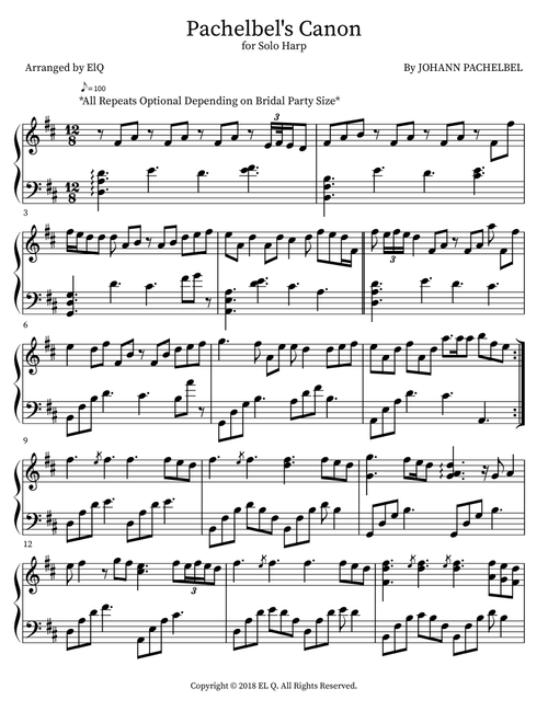 Pachelbel's Canon (Arr. ELQ) - Johann Pachelbel (Harp)