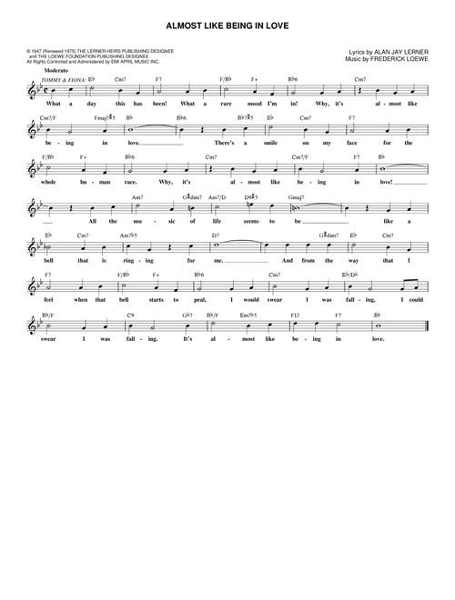 Almost Like Being In Love - Frederick Loewe, Alan Jay Lerner (Lead Sheet - Fake Book)