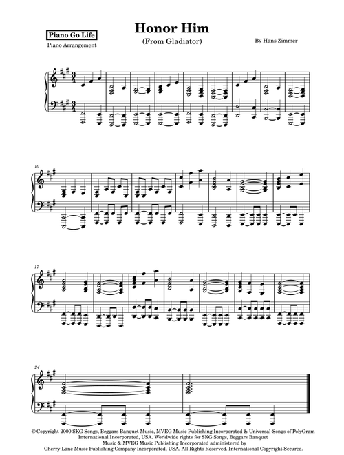 Honor Him (Arr. Piano Go Life) - Hans Zimmer (Piano Solo)