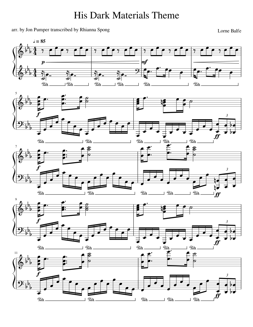 His Dark Materials Theme Sheet music for Piano (Solo) | Musescore.com