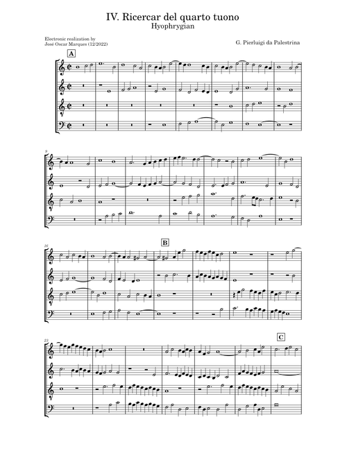 G. P. da Palestrina: Ricercar del quarto tuono