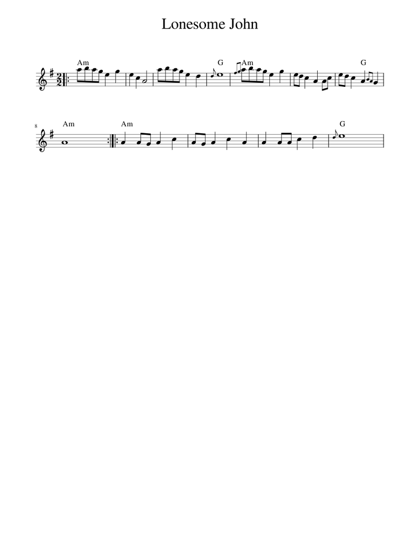 Lonesome John Sheet music for Piano (Solo) Easy | Musescore.com