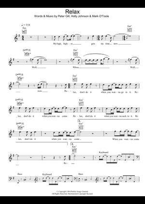 Relax – Frankie goes to Hollywood Sheet Music with Chords for
