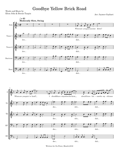 Goodbye Yellow Brick Road - Elton John (TTBB)