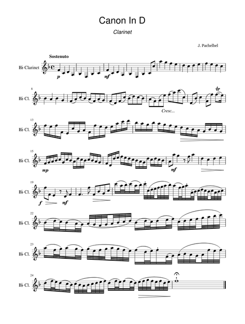 Canon In D Clarinet