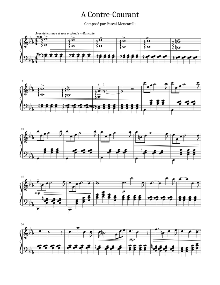 A Contre Courant Mencarelli Pascal Sheet music for Piano (Solo