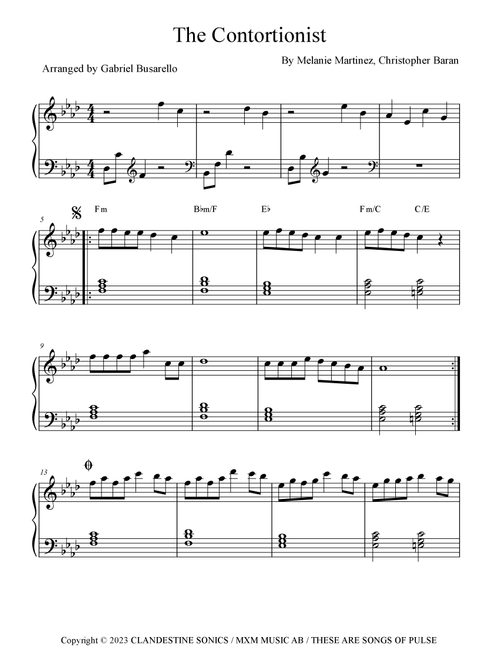The Contortionist (Arr. Gabriel Dell'Agnolo Busarello) - Christopher Baran (Piano Solo)
