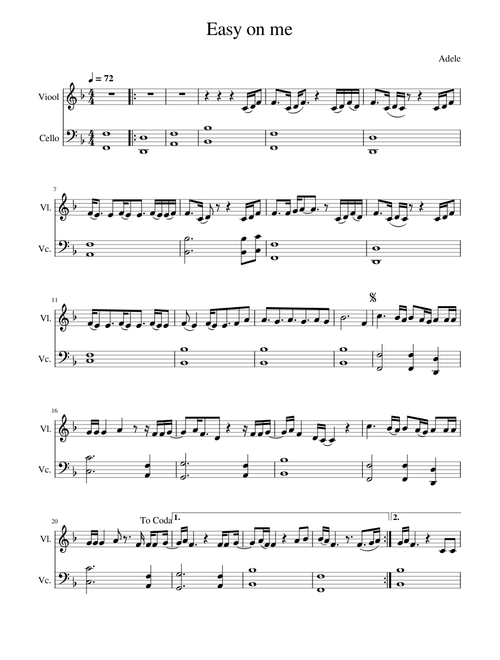 Easy on me - Adele (for violin & cello)
