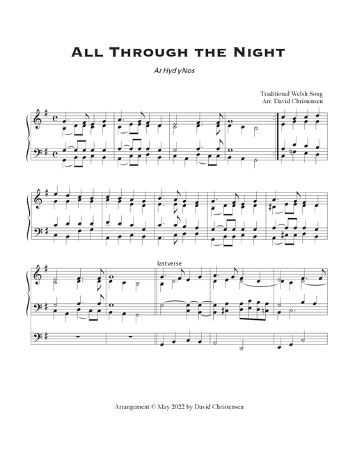 All Through the Night (Arr. David Christensen) - Welsh traditional tune (Organ)
