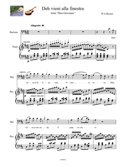 Deh vieni alla finestra Don Giovanni Mozart