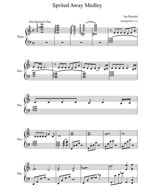 Spirited Away Medley (piano accompaniment)