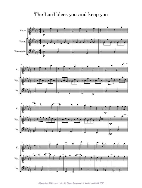 The Lord bless you and keep you (trio accompaniment)