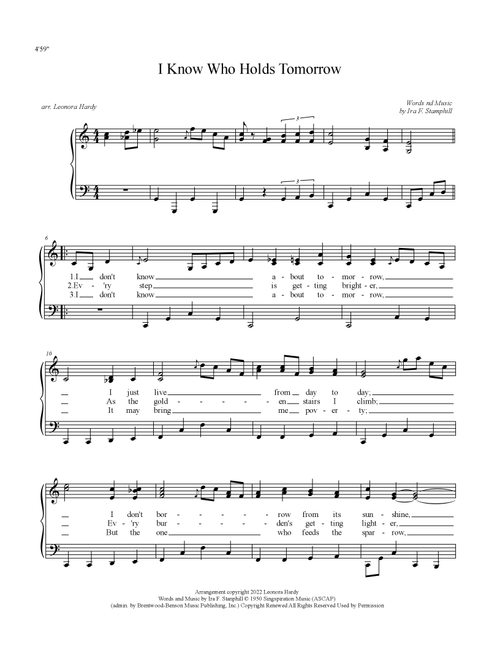 I Know Who Holds Tomorrow (Arr. Leonora Hardy) - Ira F Stanphill (Piano Vocal)