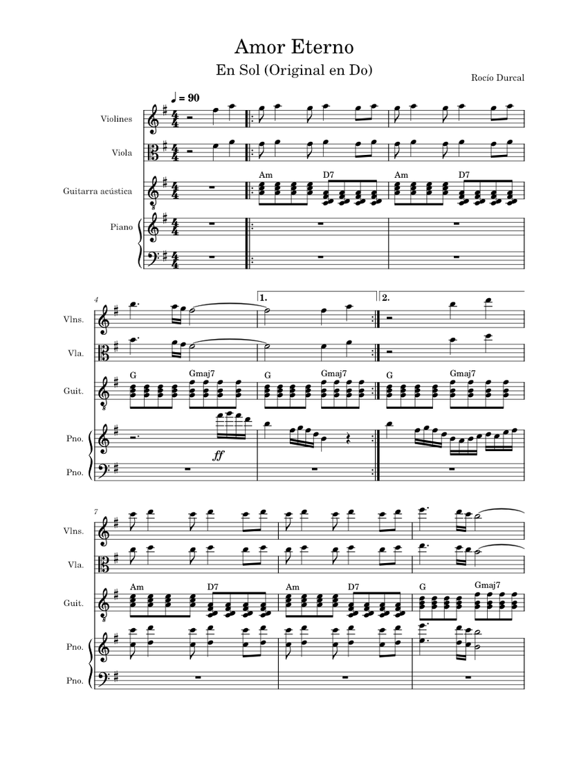 Amor Eterno – Rocío Dúrcal Amor Eterno Sheet music for Piano, Viola ...