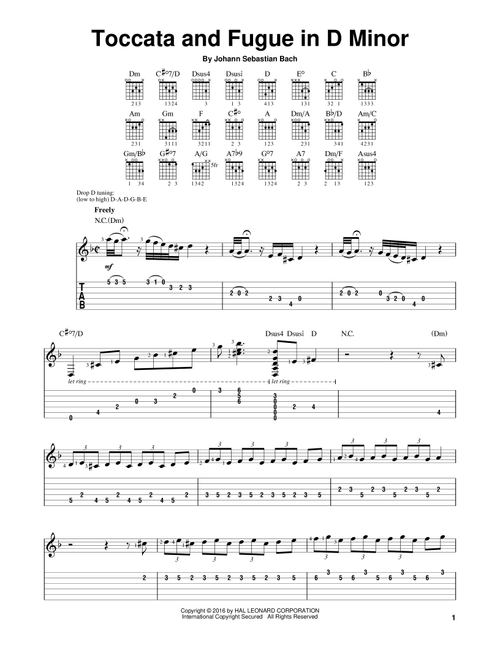 Toccata And Fugue In D Minor (Toccata only) - Johann Sebastian Bach (Easy Guitar with TAB)