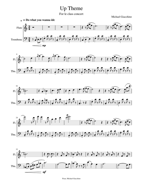Up Theme (Married Life) - Trombone & Flute