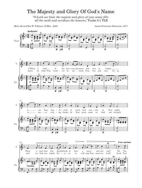 The Majesty and Glory of God's Name (Meta AI-Tillman/Harrison)