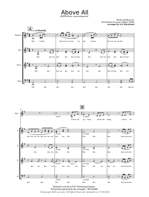 Above All - Michael W. Smith, SATB arranged by A.J. Macalintal