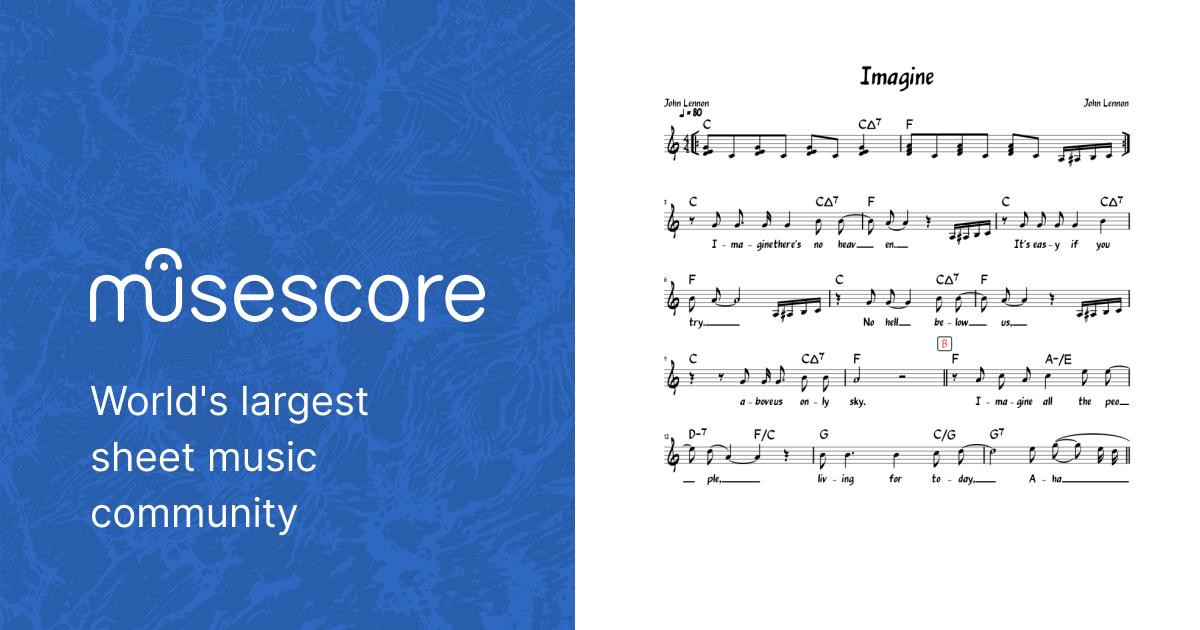 Imagine (Lead sheet with lyrics ) Sheet Music with Chords for Piano