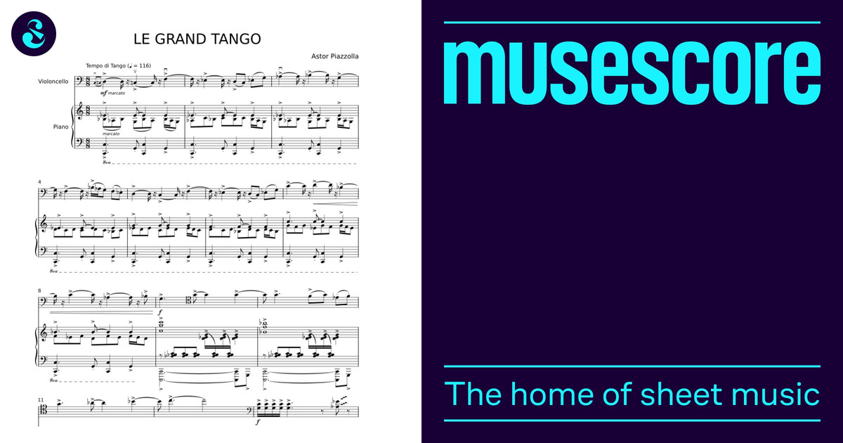 Le Grand Tango – Piazzolla Sheet Music for Piano, Cello (Piano Duo ...