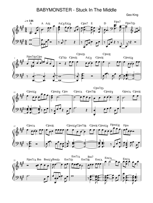 Stuck In The Middle (Arr. Gregory King) - BABYMONSTER (Easy Piano)