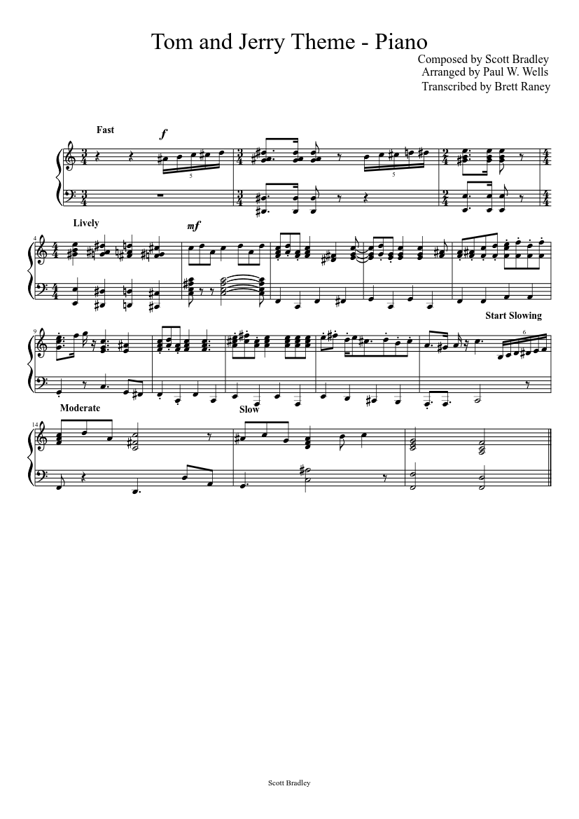 Tom and Jerry Theme (Piano Solo) Sheet music for Piano (Solo) |  