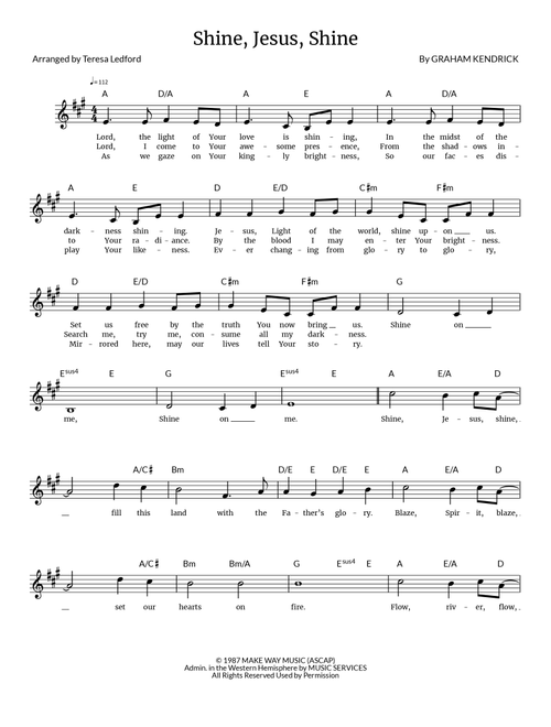 Shine, Jesus, Shine (Arr. Teresa Ledford) - Crystal Lewis (Lead Sheet - Fake Book)