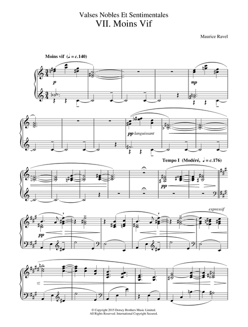 Valses Nobles Et Sentimentales - VII. Moins Vif - Maurice Ravel (Piano Solo)