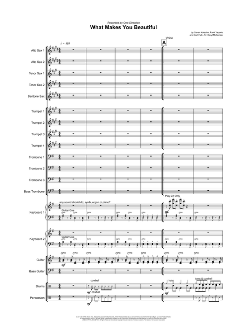 What Makes You Beautiful (Arr. Daryl McKenzie) - One Direction (Large Ensemble)
