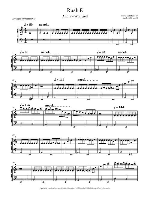 Rush E (Arr. Welder Dias) - Andrew Wrangell (Easy Piano)