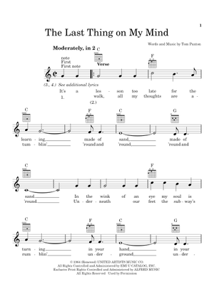 The last thing on my mind Sheet Music with Chords for Euphonium, Guitar ...