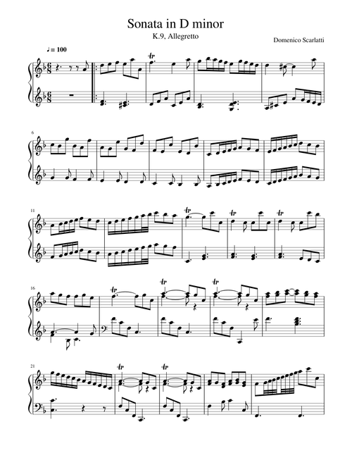Sonata in D minor K. 9, Allegretto
