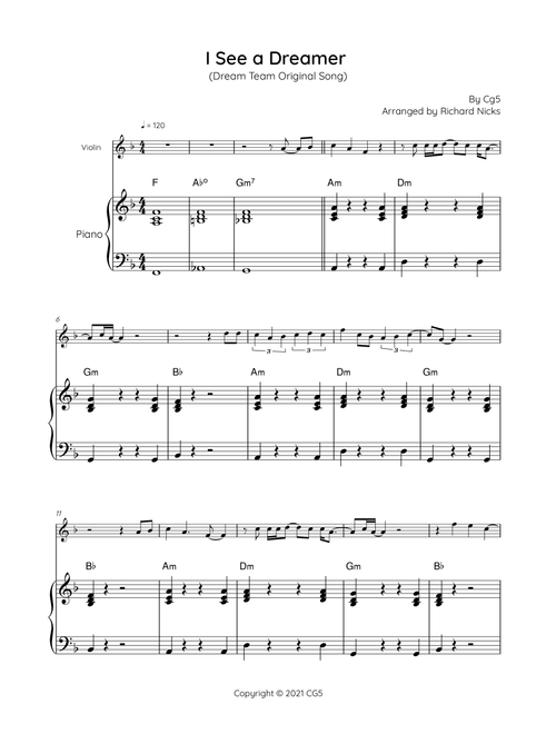 I See A Dreamer (Arr. Richard Nicks) - Cg5 (Violin and Piano)
