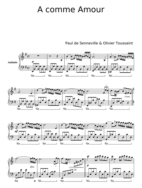 A COMME AMOUR - Paul de Senneville & Olivier Toussaint