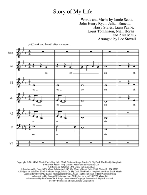 Story Of My Life (Arr. Lee Stovall) - One Direction (Small Ensemble)